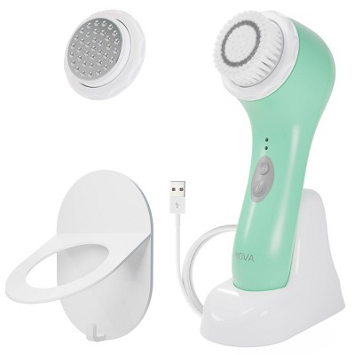 Spa Sciences NOVA Sonic Facial Brush with Antimicrobial Brush Bristles &  Serum Infuser - Mint