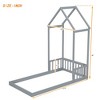 NicBex Twin Size Floor Bed,Wooden House-Shaped Roof Floor Bed with Headboard Guardrails,Montessori Floor Bed Twin for Kids/Boys/Girls,Gray - 3 of 4