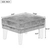 Airsurfer 18-inch Rich Brown Leather Ottoman Elegant Studded Accent Ottoman Footstool for Living Room Style - 3 of 4