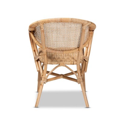 Varick Natural Brown Rattan Arm Chair with Foam Cushion