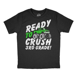 Youth Funny T Shirts Ready To Crush 3rd Grade Sarcastic Monster Truck Graphic Novelty Tee For Kids - Crazy Dog Youth T Shirt with Fun Design - 1 of 4