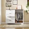 Multifunctional Wooden Dresser for Bedroom, 43.3'' H 2 Door Wardrobe Armoire Closet w/4 Drawers and Hanging Rod,Low Storage Cabinet for Hanging Cloth - 2 of 4