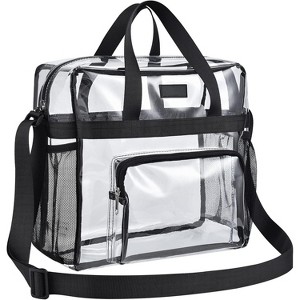 Transparent multifunctional handbag,crossbody bag with large capacity,portable travel bag,front compartment,double-sided mesh pockets - 1 of 4