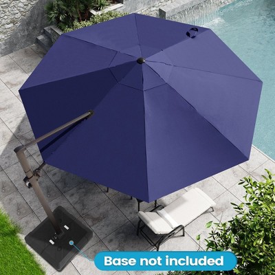 Crestlive Products 11.5FT Round Patio Offset Cantilever Umbrella Adjustable with 360°Rotation Pole Outdoor Umbrella