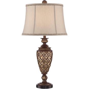 Barnes and Ivy Nicole Traditional Table Lamp 32" Tall Light Bronze Bell Shade for Bedroom Living Room Bedside Nightstand Office Kids Family House Home