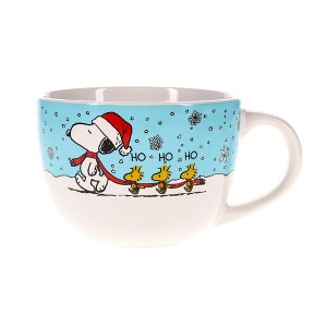 Silver Buffalo Peanuts Snoopy and Woodstock Holiday Ceramic Soup Mug | Holds 24 Ounces - 1 of 4