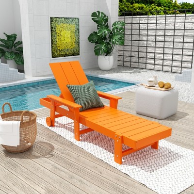 WestinTrends Ashore Modern Reclining Chaise Lounge With Arms & Wheels