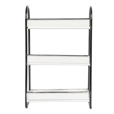 Distressed White 3-Tier Metal Tray with Black Frame