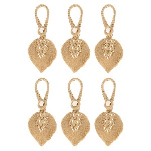 Unique Bargains Bohemian Weaving Cotton Rope Hanging Home Office Decorative Leaf Curtain Holdbacks with Tassel - 1 of 3