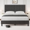 Whizmax Twin Size Bed Frame with Adjustable Headboard, Linen Upholstered Platform Bed Frame with Wooden Slats Support, Mattress Foundation, Gray - image 3 of 4