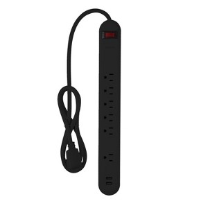 Globe Electric 4' 6 Outlet Extension Cord Black - 1 of 3