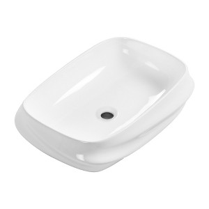 ChicFurnit Bathroom Sinks Rectangle Countertop Bathroom Sink Porcelain Ceramic Thin Edge Basin Vessel Sink for Bathrooms, White, 23.63"*16.93"*5.32" - 1 of 4