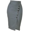 Allegra K Women's Vintage Button Decor Belted Split Front Knee Length Pencil Skirt - 3 of 4