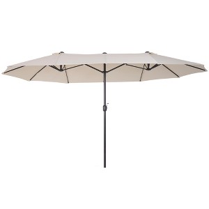 Outsunny 15ft Patio Umbrella Double-Sided Outdoor Market Extra Large Umbrella with Crank Handle for Deck, Lawn, Backyard and Pool - 1 of 4