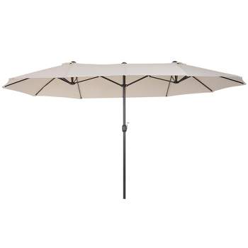 Outsunny 15ft Patio Umbrella Double-Sided Outdoor Market Extra Large Umbrella with Crank Handle for Deck, Lawn, Backyard and Pool