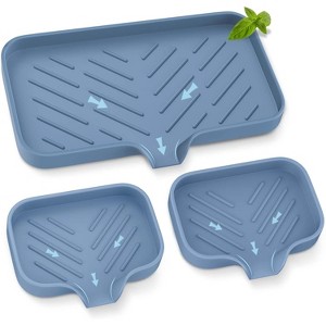 Kitchen Sink/Bathroom Counter Caddy Organizer - Premium Silicone, Self-Draining Soap Tray & Sponge Holder - 1 of 4