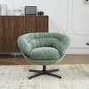 Modern 360° Swivel Office Chair,Chenille Upholstered Lounge Chair With Metal Base,Round Living Room Armless Swivel Chair-Coolbibila - 3 of 4