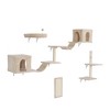 DOMETOUR Wall-mounted Cat Tree with 2 Cat Condos House, 3 Cat Wall Shelves, 2 Ladder, 1 Cat Perch, Sisal Cat Scratching Posts and Pad - 3 of 4