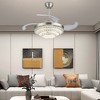 YIYIBYUS 42in Invisible Blades Chrome Crystal Ceiling Fan Chandelier with 3 Light Colors - 2 of 4
