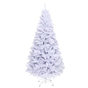 Tangkula 6ft White Christmas Pine Tree Hinged Artificial Decoration w/ 1000 Tips & Metal Stand - 1 of 4