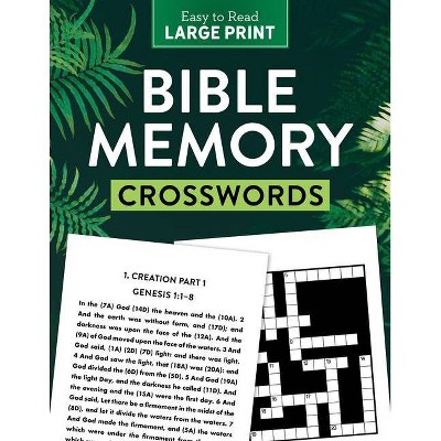 Bible Memory Crosswords Large Print - by  Compiled by Barbour Staff (Paperback)