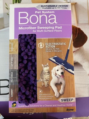 Bona Pet System, Microfiber Sweeping Pad for Multi-Surface Floors,  Electrostatic Action Attracts Pet Hair, Dander, and Allergens