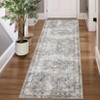 Vintage Machine Washable Rug for Living Room Non-Slip Non-Shedding Distressed Floral Printed Indoor Carpet - 2 of 4