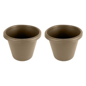 The HC Companies 16 Inch Indoor/Outdoor Classic Plastic Flower Pot Container Garden Planter with Molded Rim and Drainage Holes, Sandstone (2 Pack) - 1 of 3