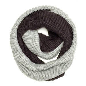 Wrapables Solid Color Warm Winter Knit Infinity Scarf, Platinum/Black Gray - 1 of 2
