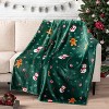 Lomsoe Christmas Gingerbread Throw Blanket, Green Holiday Christmas Flannel Blanket, Warm Winter Cabin Throw. - 2 of 4