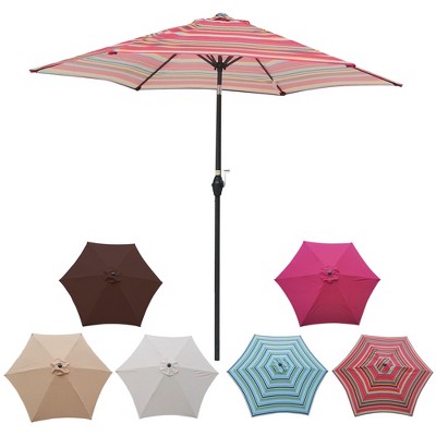 CAVINAS 9 FT Windproof Beach Umbrella, Deck Umbrella, Waterproof Outdoor Shade for Poolside, Terrace, Garden, without Base