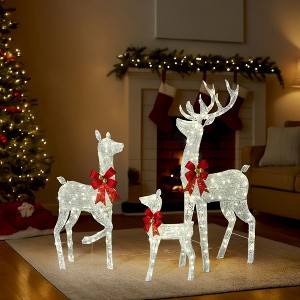 CIPACHO 3-Piece 5FT Lighted Reindeer Family - Weatherproof Brown Rattan Decor with 290 Warm White LEDs (Indoor/Outdoor Xmas) - 1 of 4