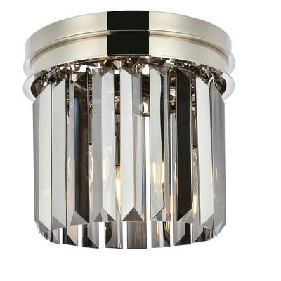 Elegant Lighting Sydney 3 light polished nickel Flush Mount Silver Shade (Grey) Royal Cut Crystal