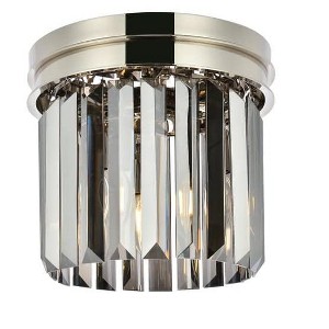 Elegant Lighting Sydney 3 light polished nickel Flush Mount Silver Shade (Grey) Royal Cut Crystal - 1 of 4