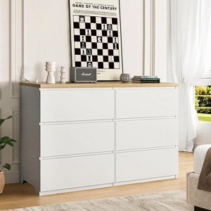 RISOKEYS 6 Drawer Storage Cabinet,Dresser - Wood Storage Tower with Large Capacity for Bedroom,Living Room,Hallway - for Families,Small Spaces - 1 of 4