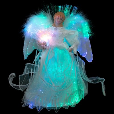12" White Fiber Optic Angel Christmas Tree Topper with Dove