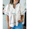 Imily Bela Women's Doll Shirt Top V-Neck Short Lantern Sleeve Blouse Cute Ruffle Flowing Summer Top - 2 of 4