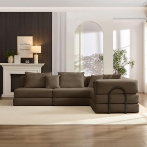 TiramisuBest Oversized 118.2" Modular L-Shaped Sectional Sofa, Upholstered Floor Couch with 6 Pillows for Living, Bedroom, Apartment, Light Grey - 1 of 4
