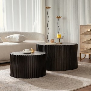 KIGFTSOD Vintage Fashion Style Cylindrical Nesting Coffee Table Set for Living Room, Office and Dining Room - 1 of 4