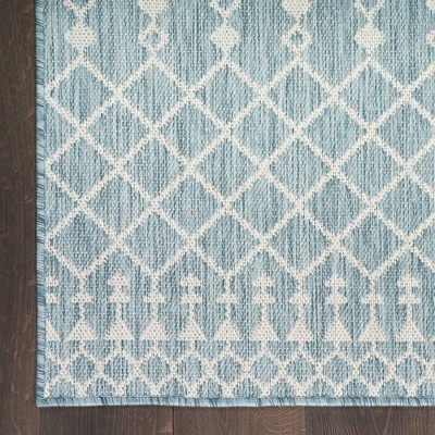 Aqua Moroccan Trellis Flatweave Synthetic 5' x 7' Area Rug