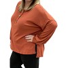 Women's Faux Button Henley Sweater - White Birch - 2 of 3