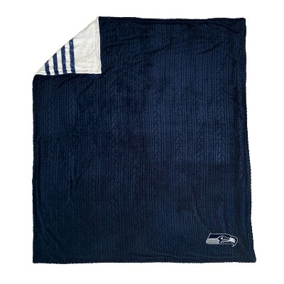 NFL Seattle Seahawks Embossed Logo Sherpa Stripe Blanket