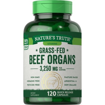 Nature's Truth Grass Fed Beef Organs 3250mg Complex Of Liver, Heart ...