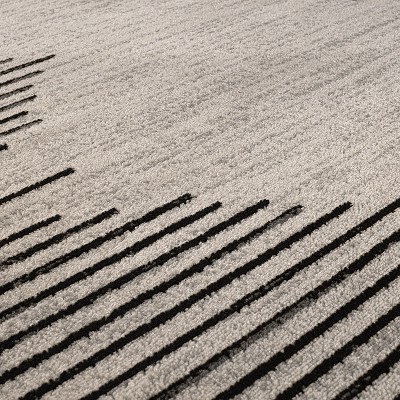 Cream and Beige Synthetic Stripe Runner Rug 2'x7'