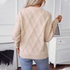 Coolmee Women's Sweaters Crewneck Cable Knit Sweater Long Sleeve Fall Top - 4 of 4