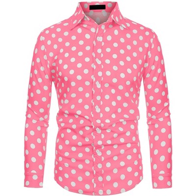 Lars Amadeus Men's Polka Dots Long Sleeves Dress Button Down Shirt