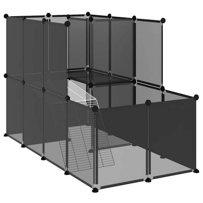 vidaXL Small Animal Cage DIY Small Animal House Rabbit Hutch PP and Steel - Black