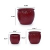 MAYEERTY Set of 3 Ceramic Flowerpot Modern Planter Red for Patio Garden Windowsill - 3 of 4