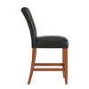 Set of 2 24" Alexandra Button Tufted Counter Height Barstool Dark Brown - Inspire Q: Rubberwood Frame, Vinyl Upholstery - 4 of 4