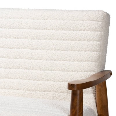 Mid-Century Modern Brown Tufted Fabric Sofa with Wood Frame